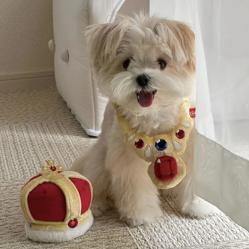 

Cute Pet Dog Crown Toy BB Is Called Speaking Pet Gem Necklace Toys Grinding Teeth Smelling Toys Dog Cat Small Dog Pet Toy Pets