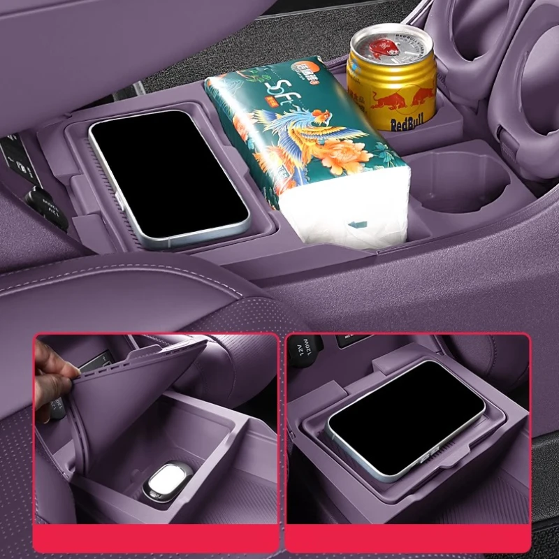

Car Armrest Central Control Storage Box For LEAPMOTOR B10 Double Storage Box Silicone Pad Car Modification Interior Accessories