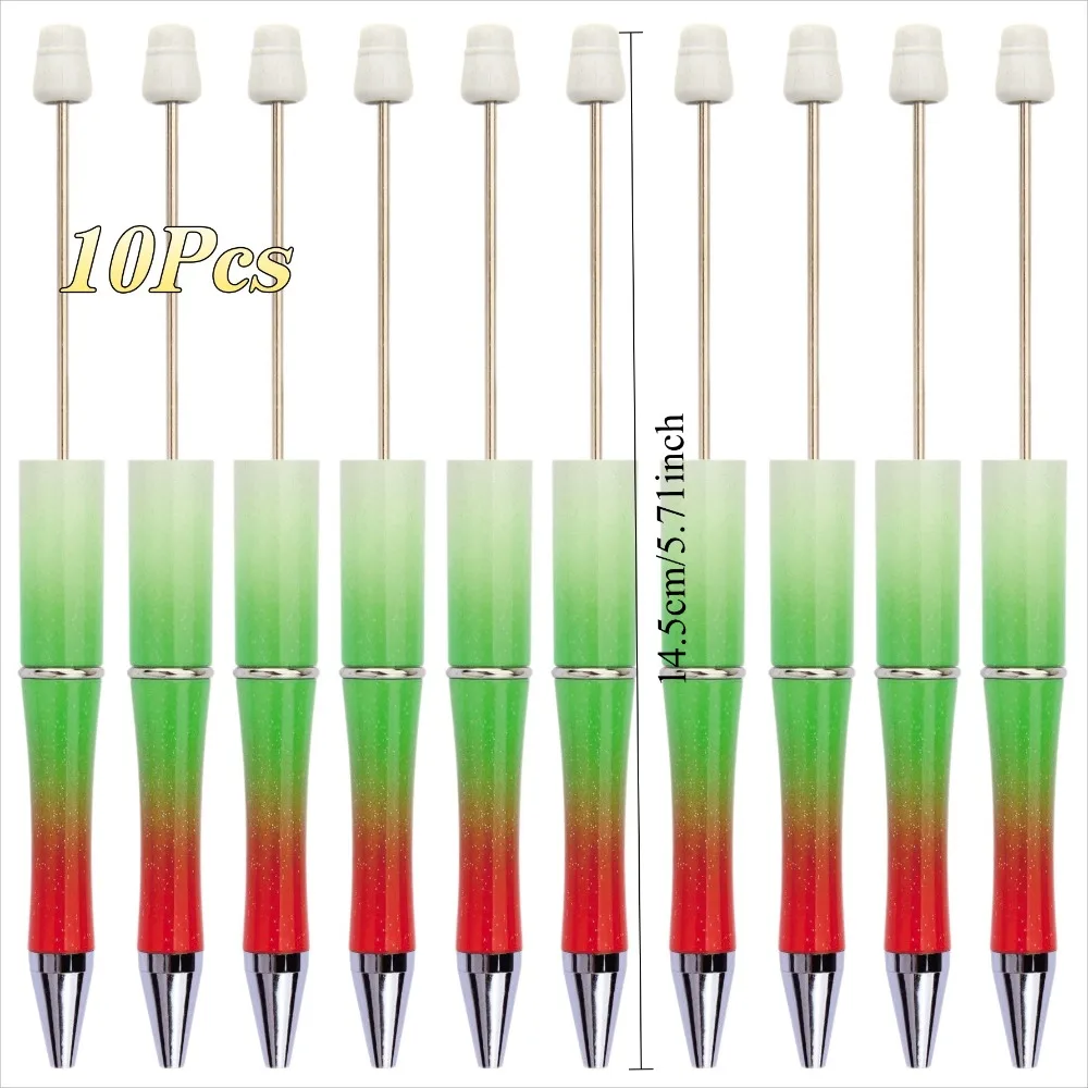 10Pcs Gradient Bead Pen Set, UV Multi Color Ballpoint Pen, Black Ink DIY Craft Pen, School Birthday Valentine Party Gift