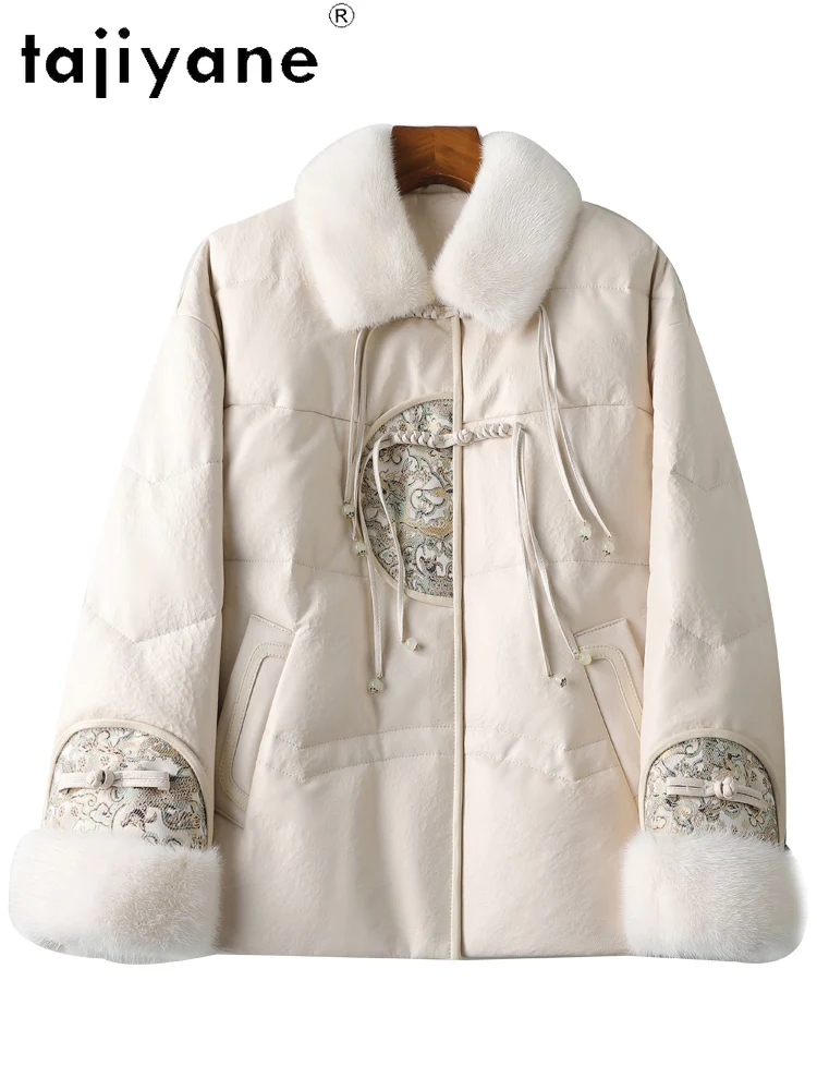 TAJIYANE 100% pelle di pecora piumino d'oca collo di pelliccia di visone piumino elegante giacche in vera pelle abiti invernali donna 2025 