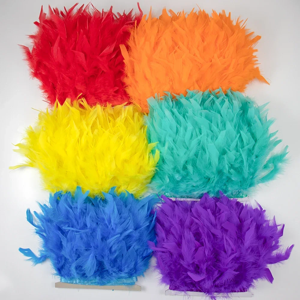 1Meter Fluffy Turkey Feathers Trim Ribbon 10-15cm DIY Sewing Hat Dress Costume Wedding Party Cosplay Stage Handmade Decoration