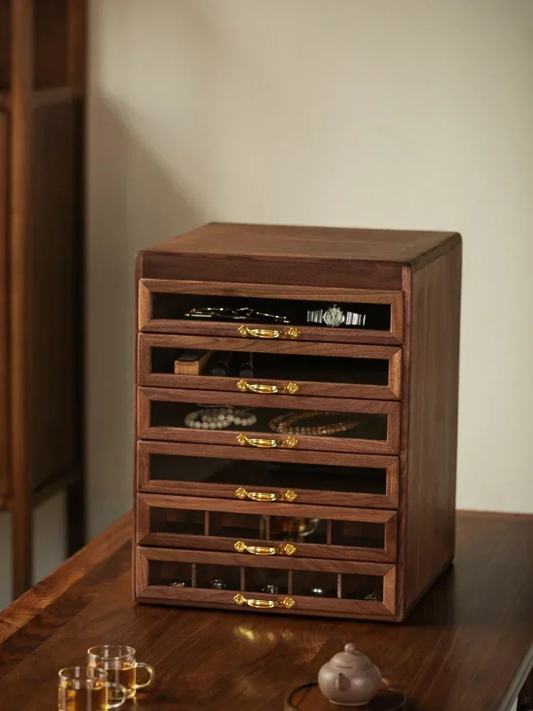 

Spot North American black walnut solid wood treasure storage cabinet, antique jewelry box, tea set