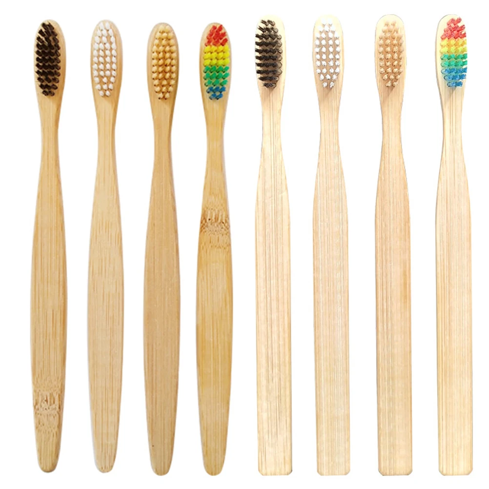 

20pcs Bamboo EcoFriendly Adults Wooden Bristle LongHandle Oral Health Dental Bristle Toothbrush Care