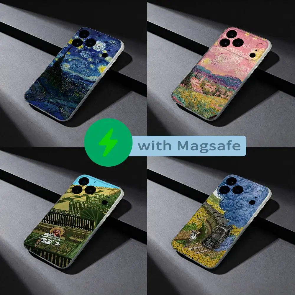 

Vintage Van Gogh Pattern Phone Case For iPhone 17,16,15,14,13,12,X,XS,Pro,Max,Plus,E,Air,Mini with Magsafe Magnetic Liquid TPU