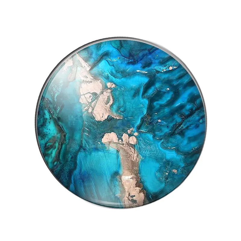 Abstract Blue Texture Golden Line Patterns 10mm/12mm/16mm/18mm/25mm Round Photo Glass Cabochon Demo Flat Back Making Findings