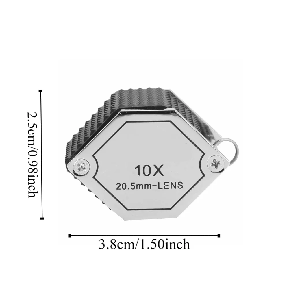 10x Magnification Jewelry Loupe 20.5mm Lens Triplet Lens 10X Magnifier Metal Foldable Pocket Size Pocket Magnifying Tool