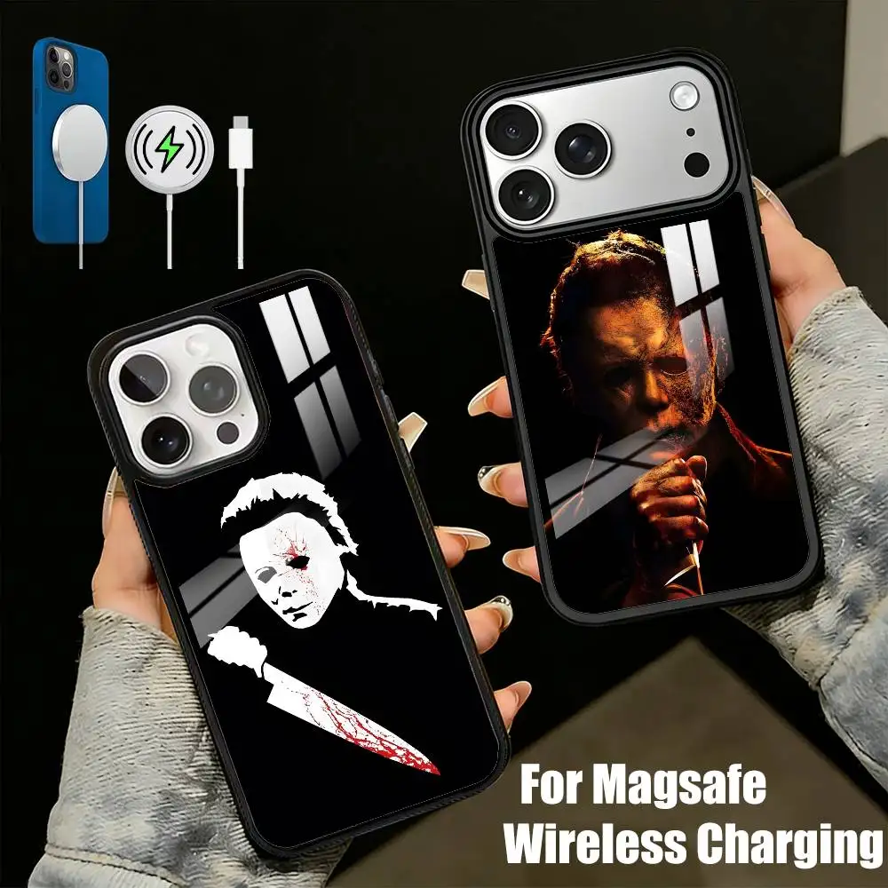 

The S-Shape Serial Killer M-Myers Phone Case For iPhone17,16,15,14,13 Plus,Pro Max Magnetic For Magsafe Wireless Charging
