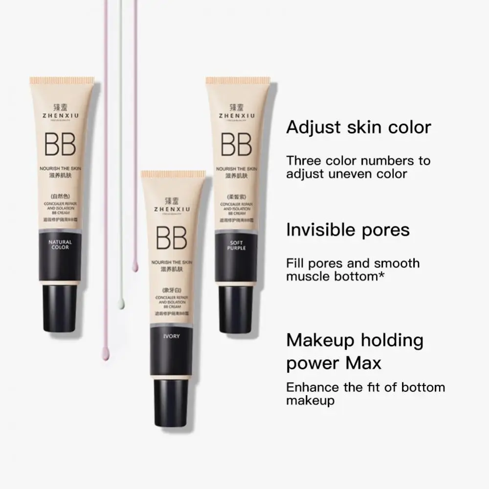 BB Cream Face Full Concealer Brighten Makeup Base CC Cream Longlasting Liquid Foundation Cream for Waterproof Face High Coverage