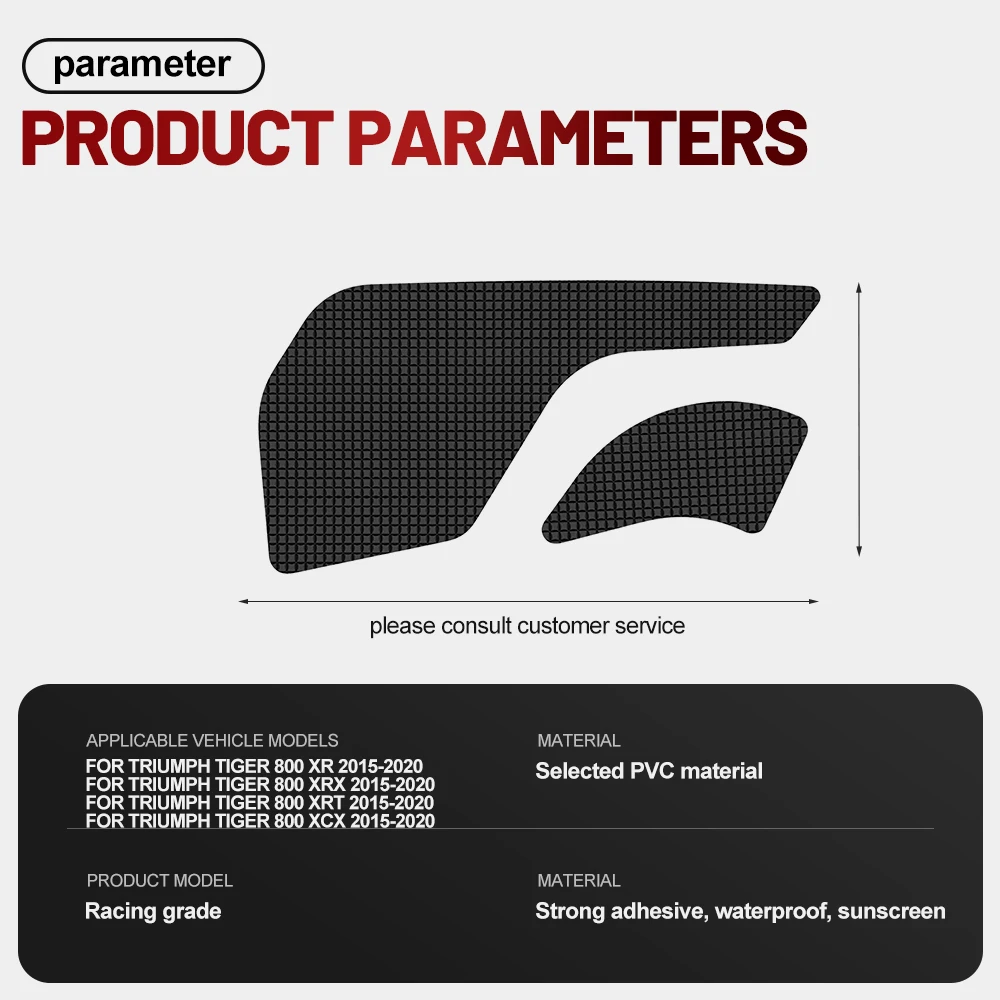 Fit For Triumph Tiger 800 XC 2015-2020 Silicone Anti-Slip Tank Traction Pad Side Grip Sticker Set