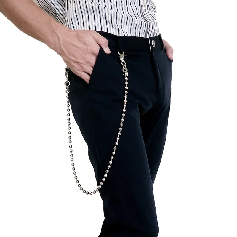 LLavero de cuentas de acero inoxidable de 64cm de largo, cadena de cinturón de billetera, pantalones Punk Rock, pantalones Hipster, llavero de Jean,