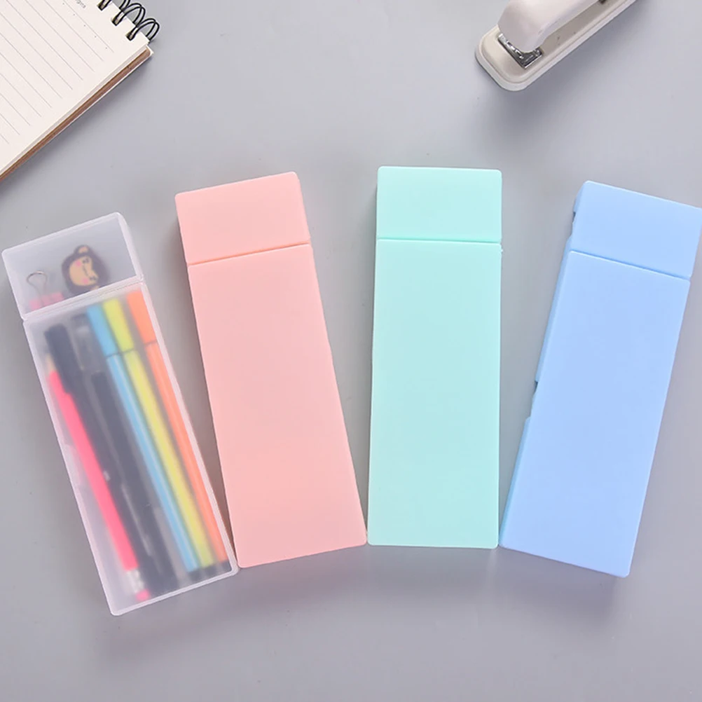 

Plastic Pencil Case Stationery Box Double Sided Translucent Durable Sturdy Eco Friendly Kids School Office Supplies Pen Holder