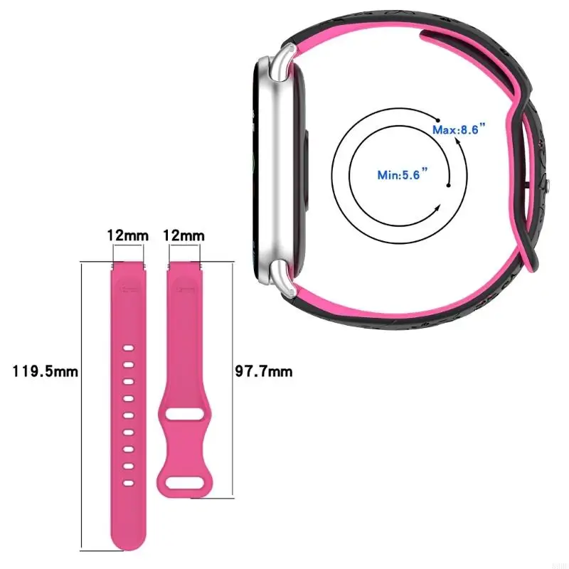 Austauschbares Armband für Armbänder der Bänder 8, 9 und 10, 12 mm Breite, Ersatzarmband für Sportuhren, Secure 896C