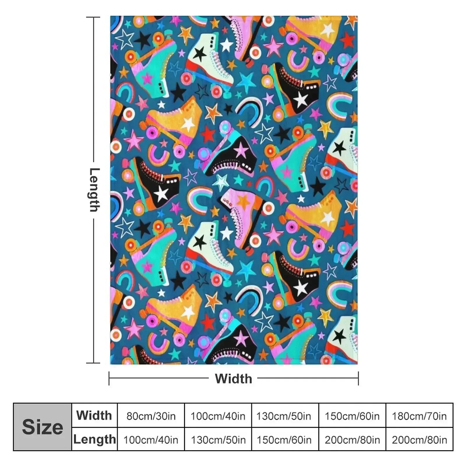 Retro Rainbow Roller Skates and Stars Throw Blanket Quilt Sofas blankets ands Moving Multi-Purpose Plaid Blankets