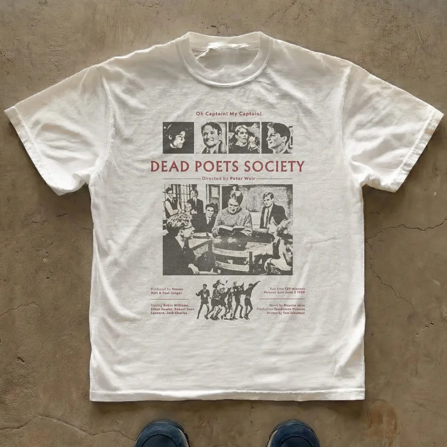 Dead Poets Society Tee Movie Poster Graphic Print T-Shirt Unisex Short-sleeved Retro Street Y2K Casual Fashion Tops Clothing