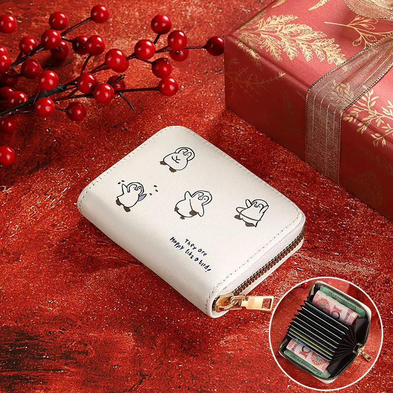 Cute Card Holder Cartoon Ultra-Thin Compact Bank Card ID Pocket Female Coin Purse Student Anti-Degaussing Large Capacity Wallet