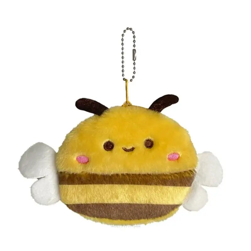 

X5XA Lovely Bees Wallets Plush Coin Purse Pendant Animal Change Purse Money Bag Headphone Storage Bag Decorative Wallet