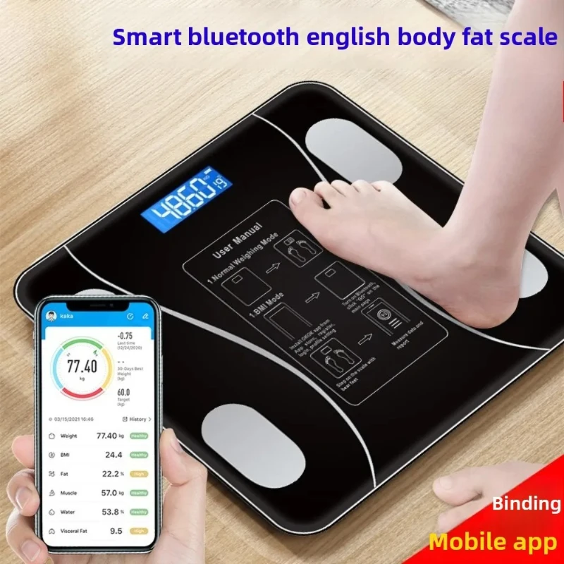 26X26cm Rechargeable Model Smart Body Fat Scale with APP LCD Display Screen Home Electronic Smart Digital Body Fat Weight Scale