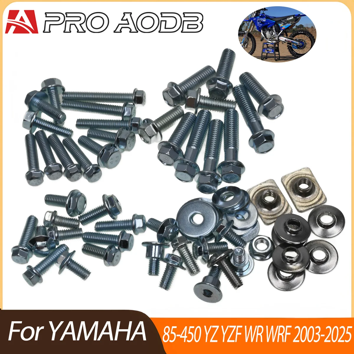Kit de Parafusos e Fixadores para Carenagem e Para-lama para Yamaha YZ85 YZ125 YZ250 YZ450 YZ250F YZ450F 250FX 450FX WR250F WR450F - Conjunto de Ferragens para Moto de Trilha