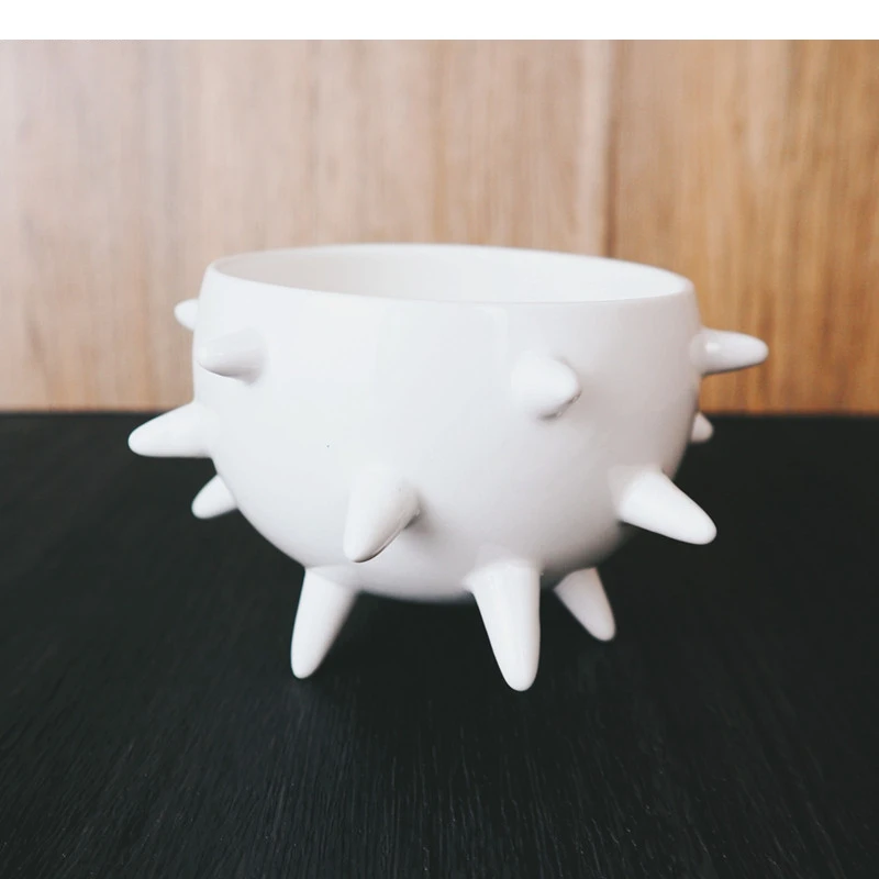 White Ceramic Bowl Sea Urchin Shape Dessert Restaurant Decoration Dipping Sauce Dish Nordic Home Kitchen Tableware