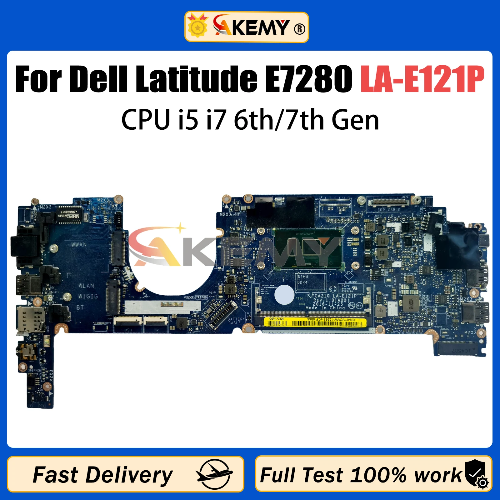 

AKEMY LA-E121P Mainboard For Dell Latitude 7280 E7280 HP2CR CN-0HP2CR Laptop Motherboard With I5 I7 6th/7th CPU 100% Tested