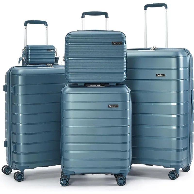 

Luggage Sets 5 Piece, Suitcases with Wheels, PP Hard Case Luggage with TSA Lock Spinner Wheels, Carry On Luggage Set