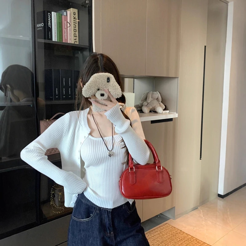 Fashionable Slim Fit Casual Bottoming Outerwear Stretch Knitted Vest For Women