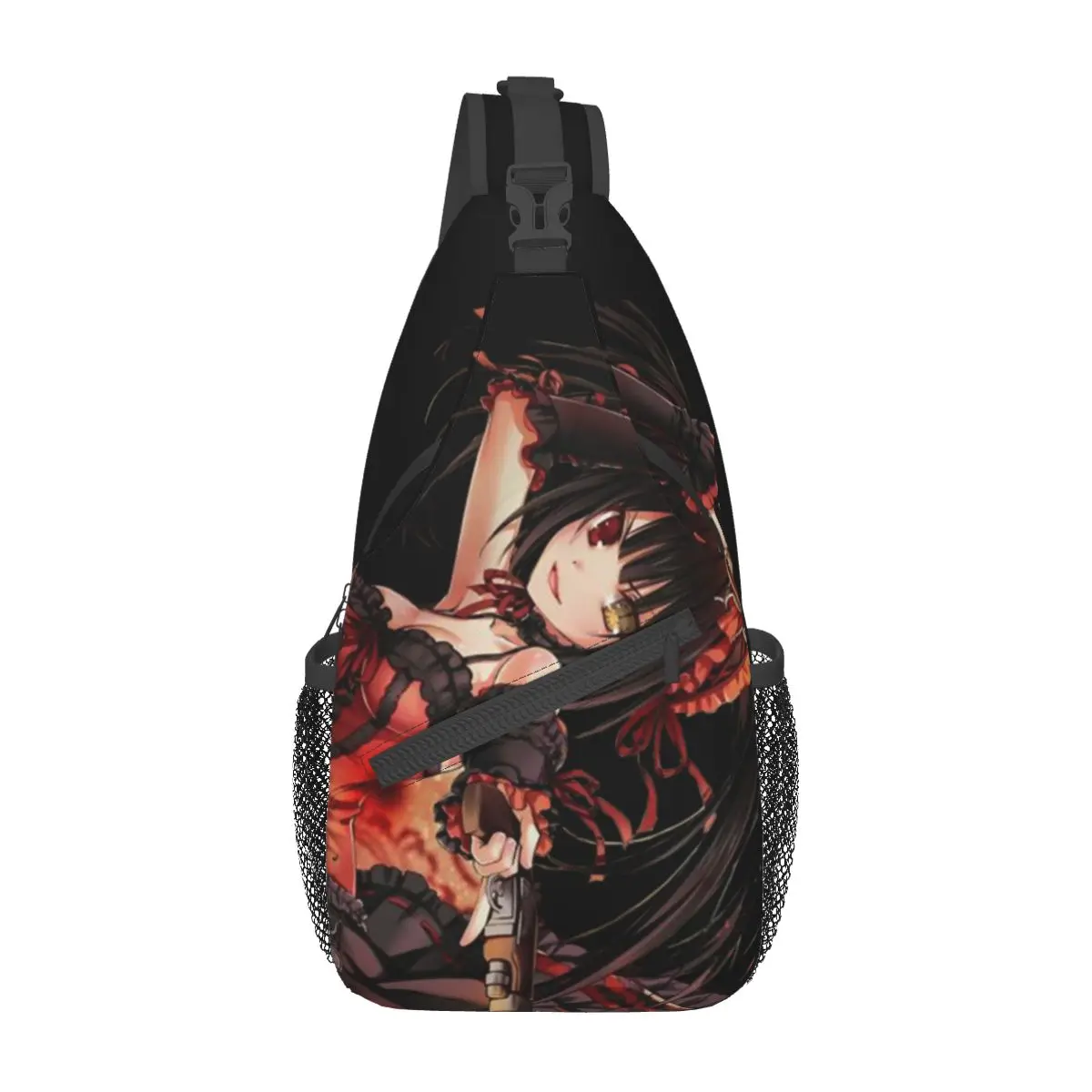 Date A Live Tokisaki Kurumi Small Sling Bag Chest Crossbody Shoulder Sling Backpack Travel Hiking Daypacks Anime Style Pattern