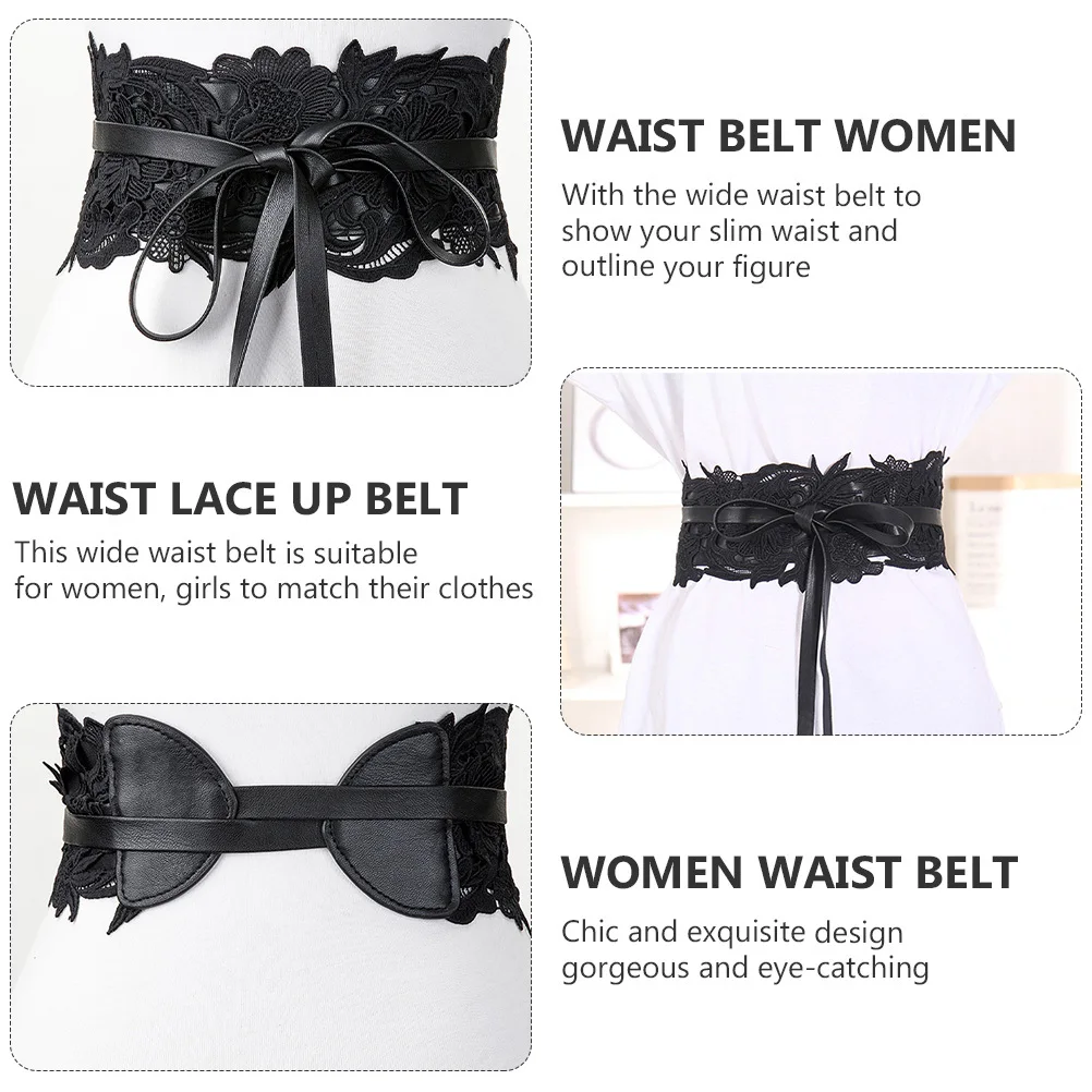 Cintura in vita in pizzo alla moda Cintura larga da donna con lacci Cintura elegante da donna per accessori per abiti da banchetto per feste