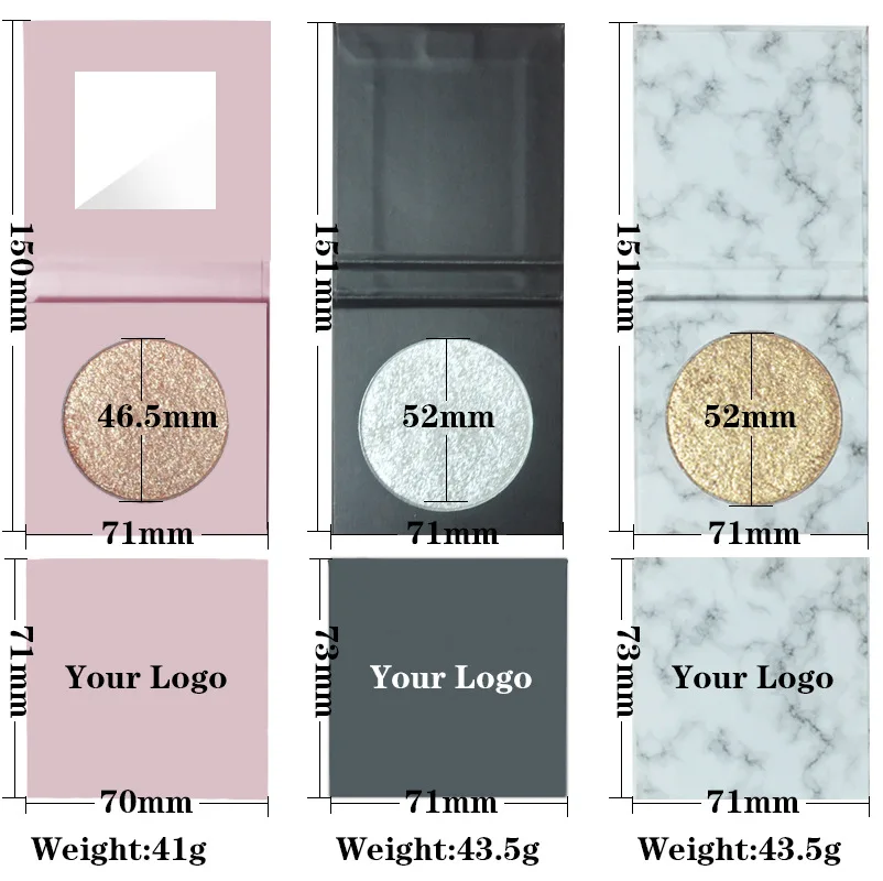Gold Pressed Powder Highlighter Custom Logo Wholesale 6 Colors Pink White Marble Packaging Highlighter Single Palette