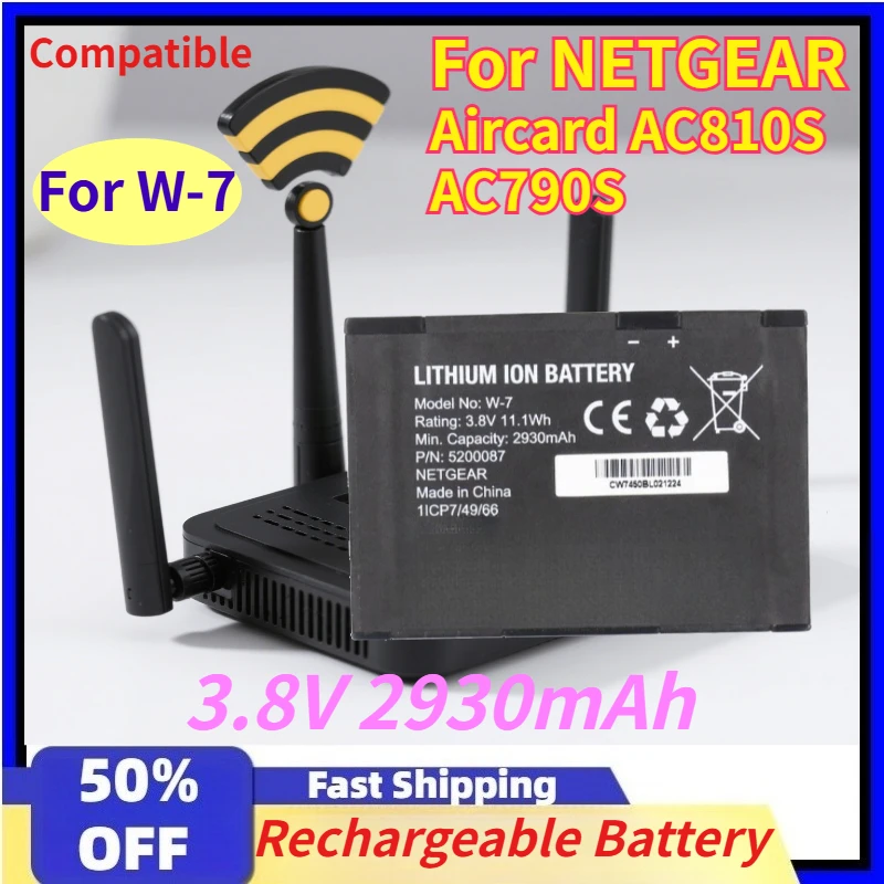 3.8V 2930mAh W7 W-7 Router Rechargeable Lithium-ion Battery for NETGEAR Aircard AC810S AC790S Sierra Wirless Battery Compatible