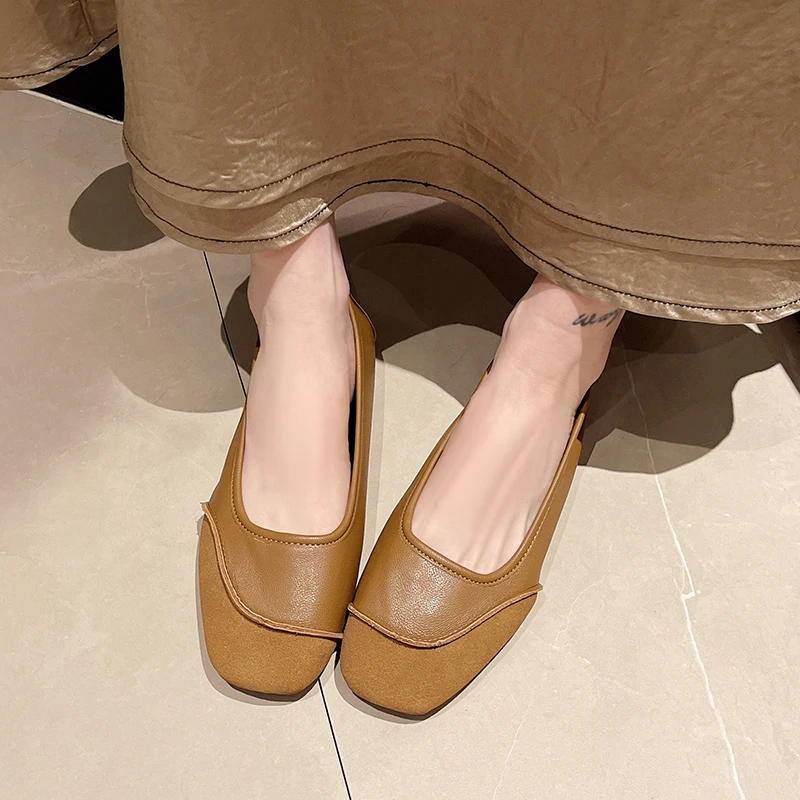 Vintage Round Toe Flat Women's Shoes New Spring Summer Korean Style French Style Casual Shoes Comfortable Rubber Sole