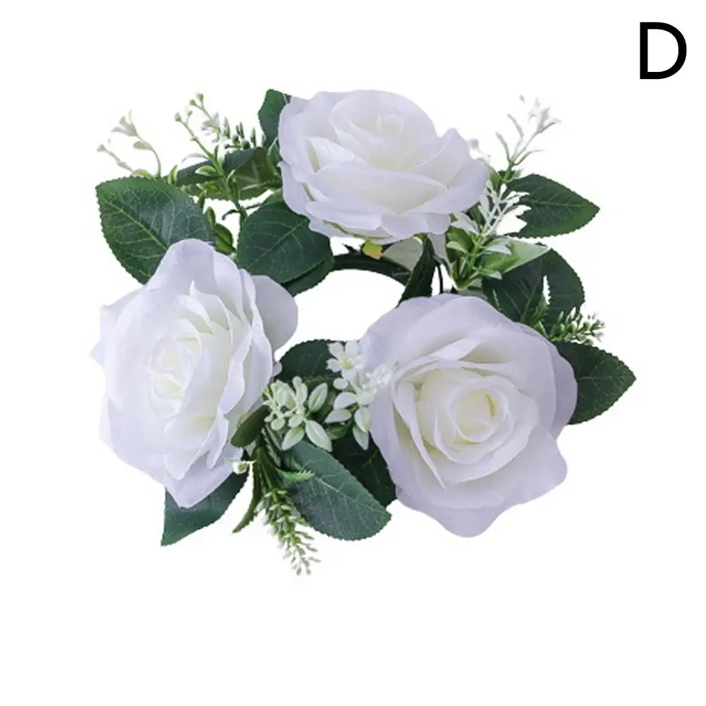 Ślub Świąteczny Świecznik Wieniec Sztuczna Róża Centerpieces Decor Home Wedding Wedding Party Garland Table Candle I2m3