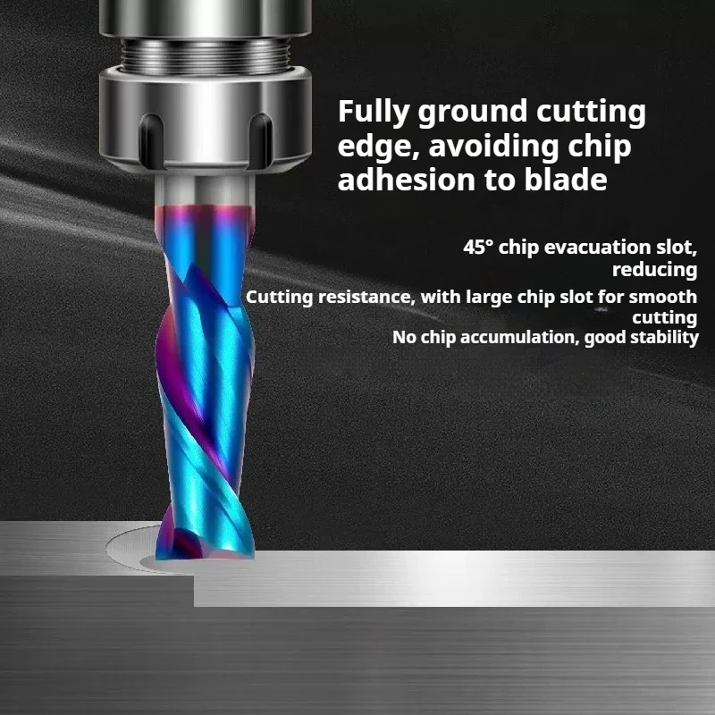 HRC65 Carbide End Mill 2 Flutes Flat Milling Cutter Coated CNC Tool for Stainless Steel