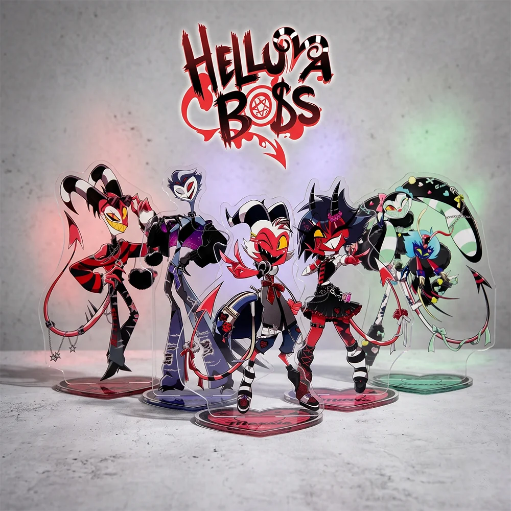 Helluva Boss Love Ver. 15CM Soporte Acrílico de Doble Cara para Llavero 2026 Nuevo Anime Blitzø Moxxie Millie Loona Decoración de Escritorio