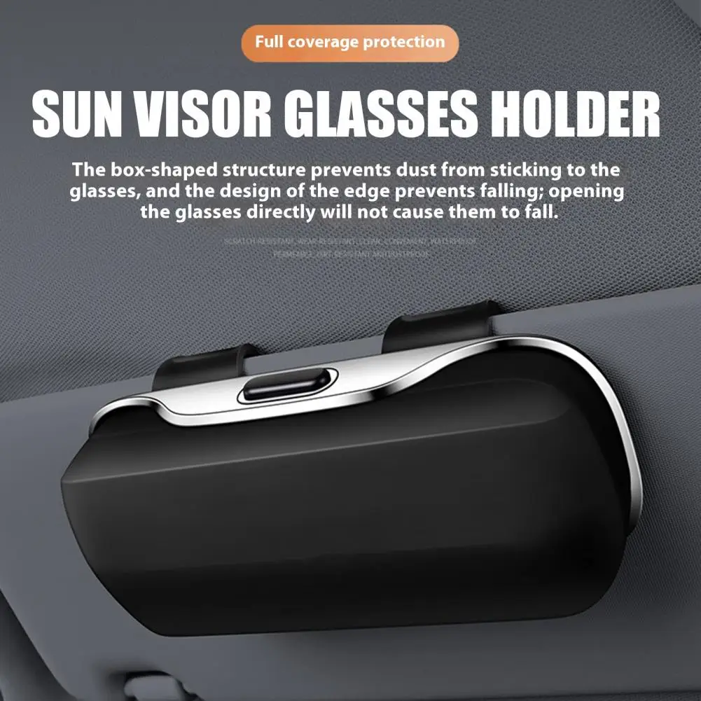 Car Glasses Case Car Sunglasses Holder Organizer Universal Hard Shell Glasses Storage Case Easy Install Visor Clip for Secure
