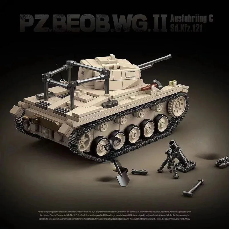 

858pcs PZ.BEOB.WG.II Building Blocks World War II Classic Military Army Weapon Vehicle Model Bricks Toys for Kids Adult Gift