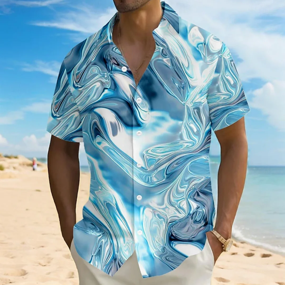 Men's Hawaiian Shirt Button Short Sleeve Top Summer Vacation Beachwear 3D Colorful Print Fashion Men's Clothing Casual Shirt