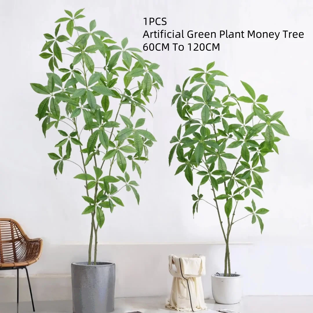 Árbol de dinero de planta verde Artificial, planta en maceta grande de 60CM a 120CM para decoración del centro comercial del Hotel del hogar