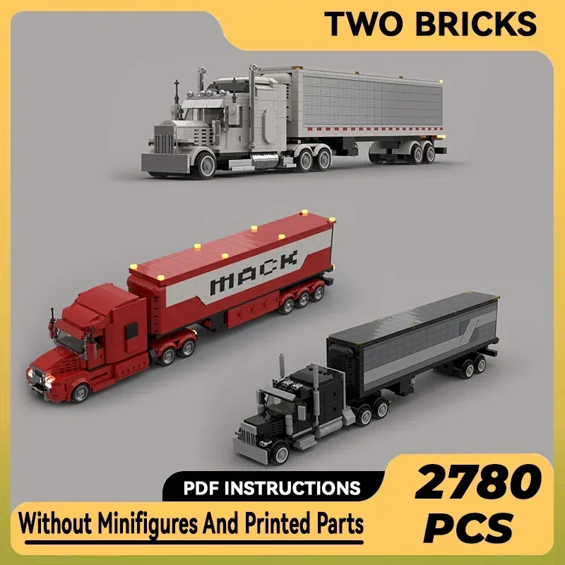 City Transport Vehicles Model Moc Building Bricks Truck With Trailer Technology Blocks Gifts Christmas Toys DIY Sets Assembly