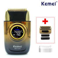 Kemei KM-T228 Men's Shaving Machine LED Display Double Foil Cordless Oil Head USB Professional Electric Shaver Foil Male