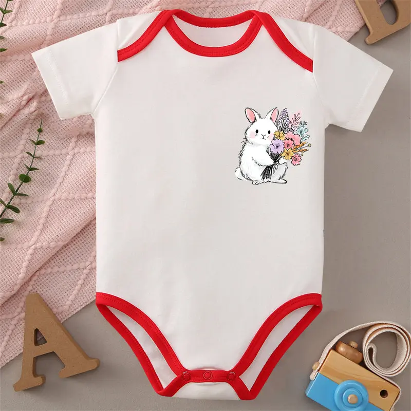 100% Cotton Onesie I Love My Baby/ Cute Bunny Print Bodysuit Comfortable Cloth for Baby Jumpsuit for 0 To 12 Months Newborn