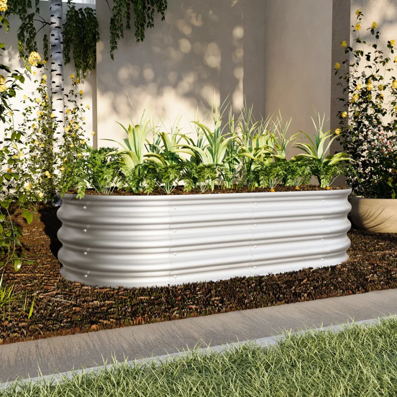 

2Pcs Kit Gaanized Planter Raised Garden Beds Outdoor Vegetables Flowers Herbs Heavy Duty Rust Resistant Open Bottom Bed Design