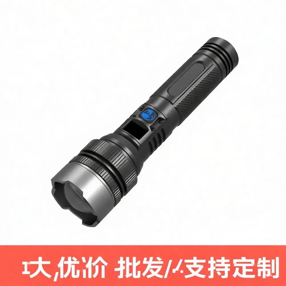 Powerful Rechargeable Flashlight Led Digital Display Torch Long Range Beam Waterproof Outdoor Light For Hiking Patrol Search