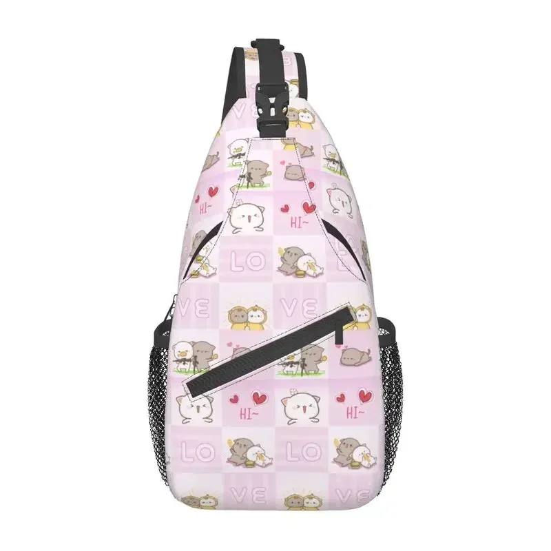 

Backpack Men Custom Cartoon Cat Chest Shoulder Bag for Cycling Camping Daypack