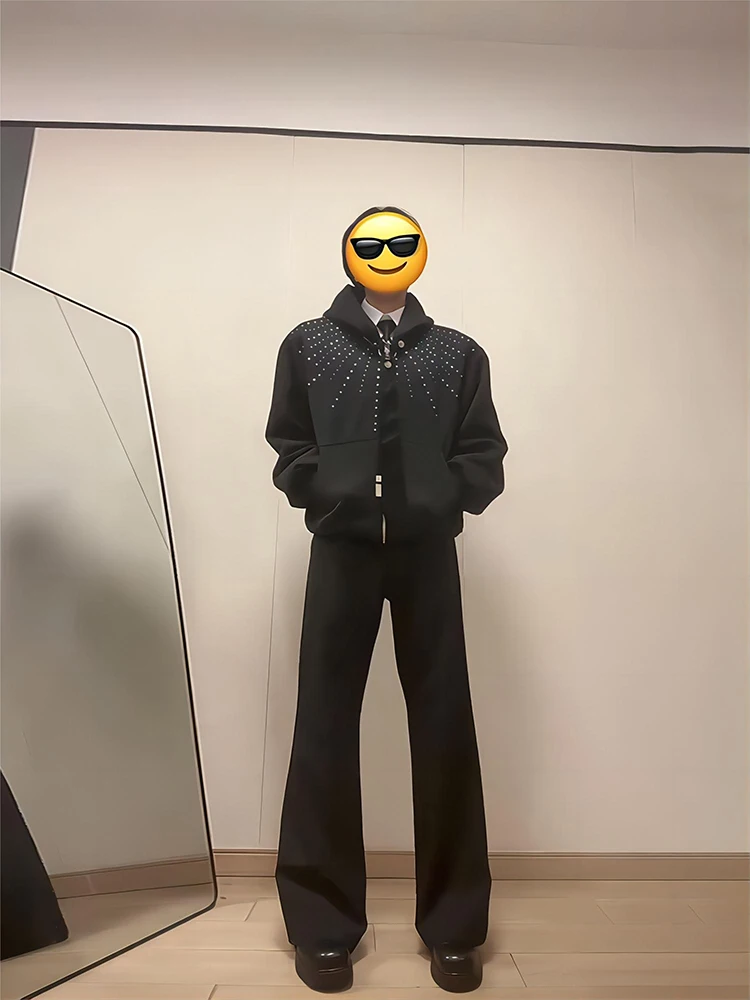 

American High Street Loose Trousers Men's Casual High Waist Long Pants Spring Autumn Straight Leg Pants Youth Faion Brand