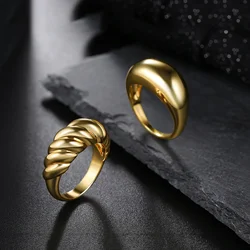 YILUOCD Waterproof Thick Minimalistic Rings Trendy Geometric Round Circle Rings Chunky Stack Jewelry New Year Gift