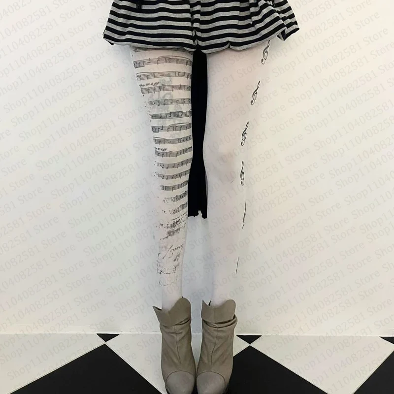 Cute Letter Printed Stockings Harajuku Knee High Socks Cosplay Cute White Graffiti Socks Kawaii Retro 2000s Y2K Style Emo Girl