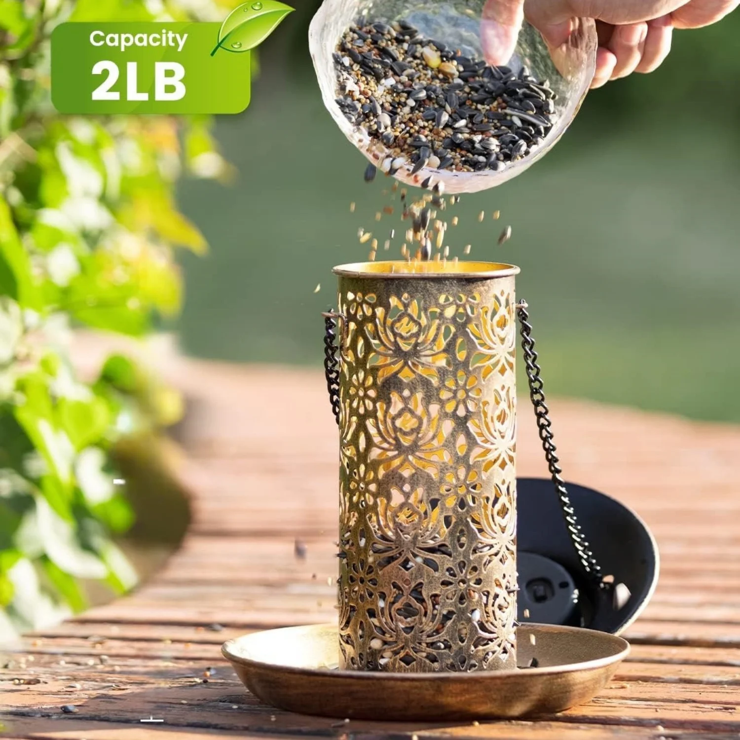 Smart Garden Ornaments - เครื่องให้อาหารนกพลังงานแสงอาทิตย์ พร้อมไฟกลางคืนสำหรับตกแต่งสวนภายนอกบ้าน แขวนสวนหลังบ้าน สำหรับให้อาหารนกคาร์ดินัลและนกป่า