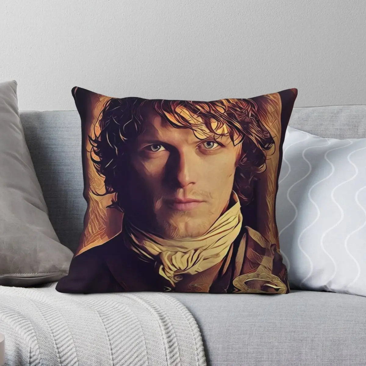 

Outlander Jamie Fraser Square Pillowcase Polyester Linen Velvet Creative Zip Decor Throw Pillow Case Bed Cushion Cover 18"