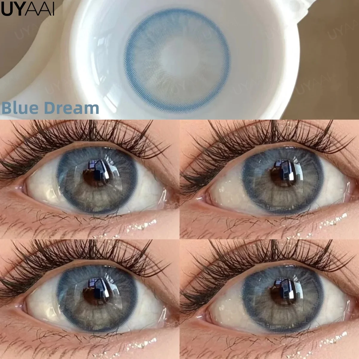 UYAAI Neue natürliche Farbkontaktlinsen für Augen, 1 Paar, bunte, schöne, blaue Pupillenlinsen, jährliche braune Augenkontakt